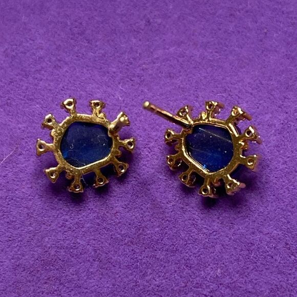 💛 Classic Gold Vermeil Sapphire Crystal Starburst Earrings - Picture 3 of 5